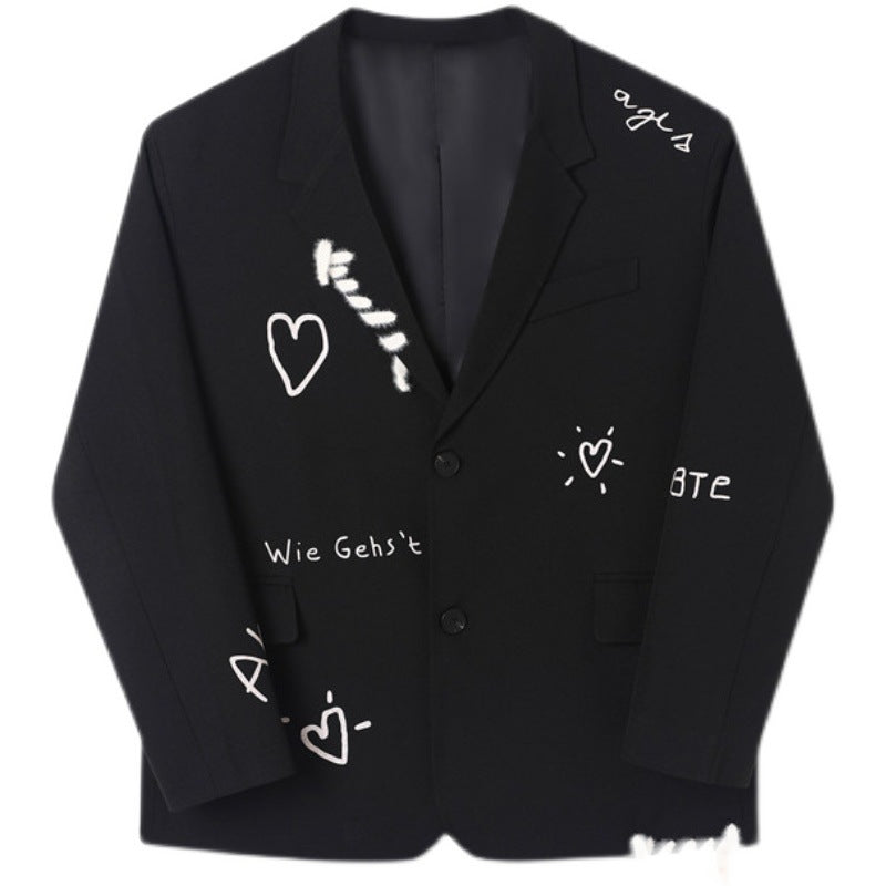 Completo casual da uomo Valstrend con motivo graffiti fashion, giacca e pantaloni comodi per lo stile leisure.