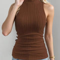Women's Twisted Solid Color Knitted Round Neck Vest