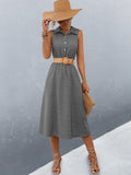 Vestito chemisier donna Valstrend con bottoni, stile europeo e americano, in tessuto leggero e casual.