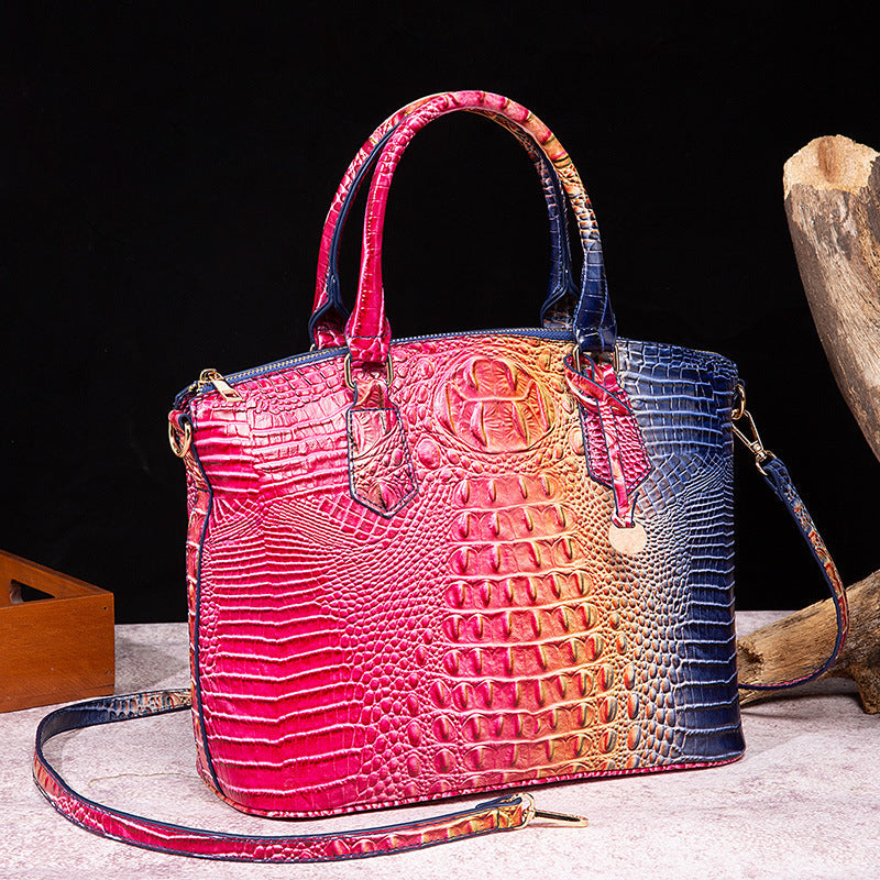 Borsa donna retrò Valstrend con motivo rettile, tracolla portabile e spaziosa, stile classico e vintage.