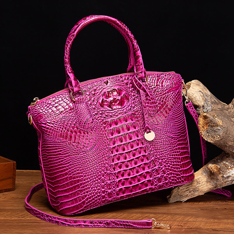 Borsa a tracolla donna Valstrend con motivo rettile retrò, porta documenti portatile in pelle sintetica con tracolla regolabile.