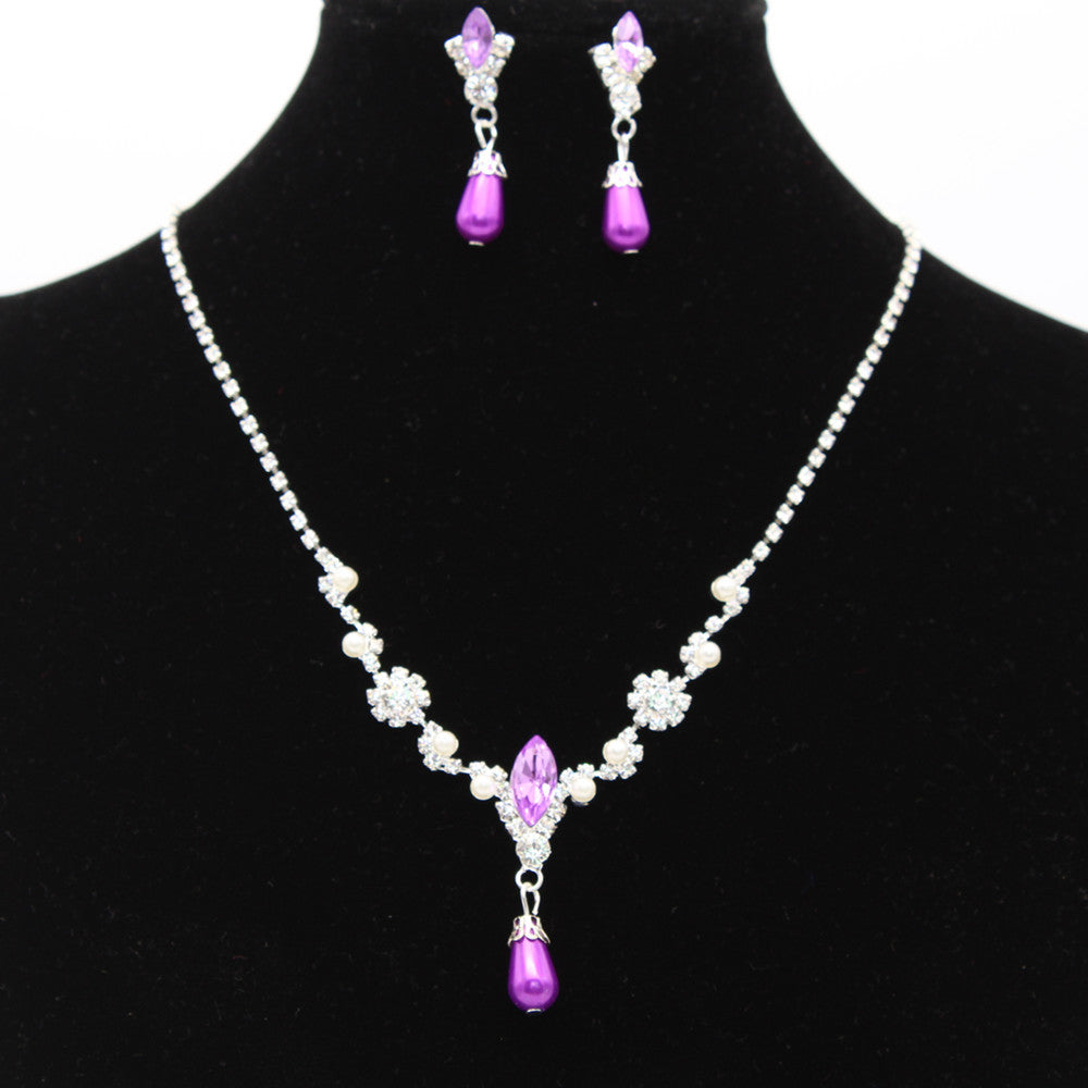 Set di collana e orecchini con perle, stile europeo e statunitense, per sposa, marca Valstrend, elegante e raffinato.