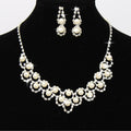 Set di gioielli da sposa Valstrend con collana di perle e orecchini con strass, elegante e raffinato per matrimoni.