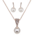 Set di orecchini e collana da sposa in perle e strass, gioielli da banchetto, brand Valstrend shop.