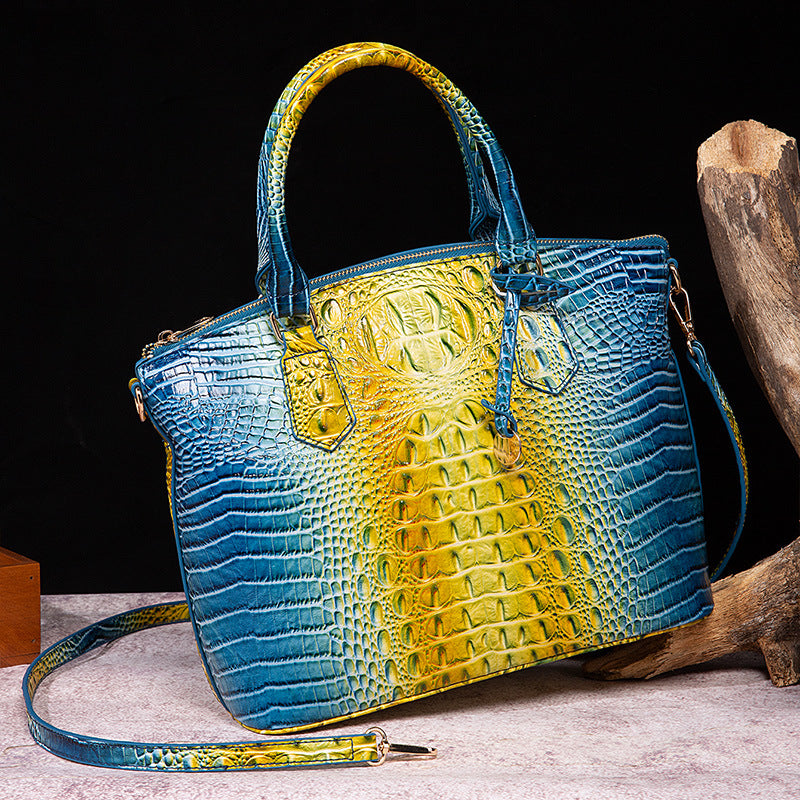 Borsa da donna Valstrend in stile retrò con motivo rettile a crocodile, portatile e a tracolla, elegante e compatta.