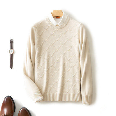 Maglione da uomo Valstrend in cashmere spesso e morbido con collo rotondo, vestibilità ampia e stile casual.