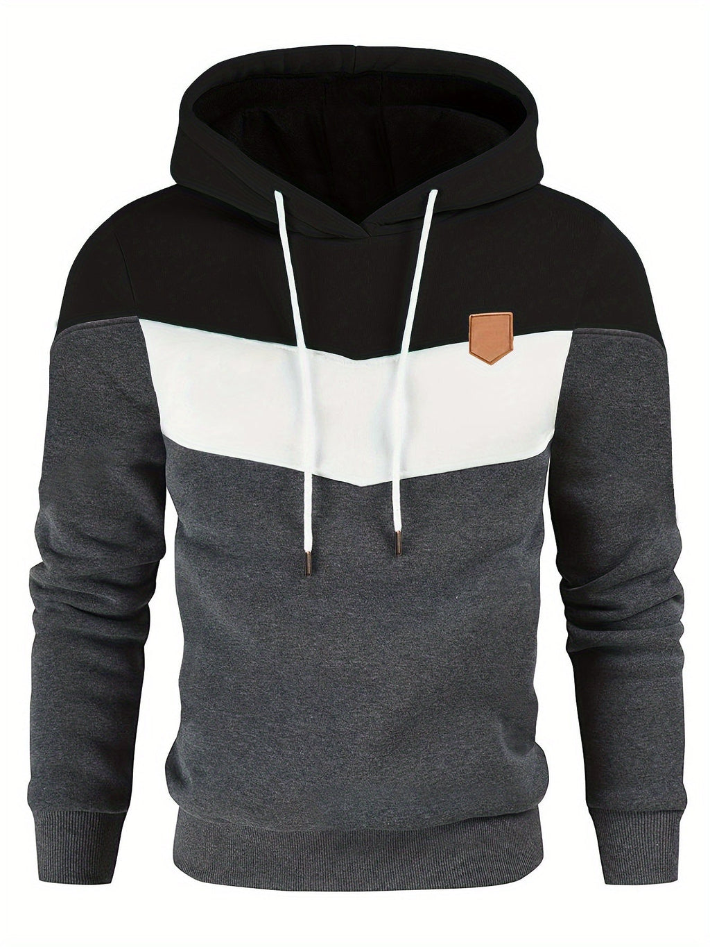 Felpa con cappuccio a blocchi di colore Valstrend per uomo, felpa casual con tasca a marsupio, streetwear invernale autunnale
