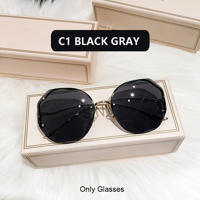 Stylish Frameless Gradient Fashion Glasses - Oversized Shades For Women, Trendy Eyewear For Outdoor Wear, Everyday Use, And Fashion Statements