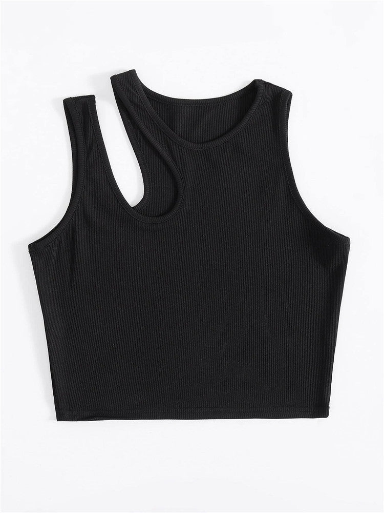 Canotta femminile Valstrend con motivo traforato, tessuto leggero e design aderente, perfetta per un look elegante e alla moda
