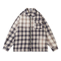 Men's Casual Loose Inkjet Plaid Shirt Coat