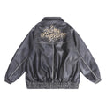 Flower Embroidery Cotton Padded Thickened Leather Coat Men