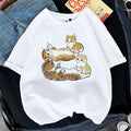 Maglietta donna con stampa di gatti, maniche corte, marca Valstrend shop, tessuto morbido e design colorato.
