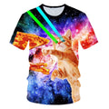 Printed cute cat short sleeve T-shirt men