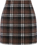 Women's High Waist Plaid Tight Pencil Wool Mini Skirt