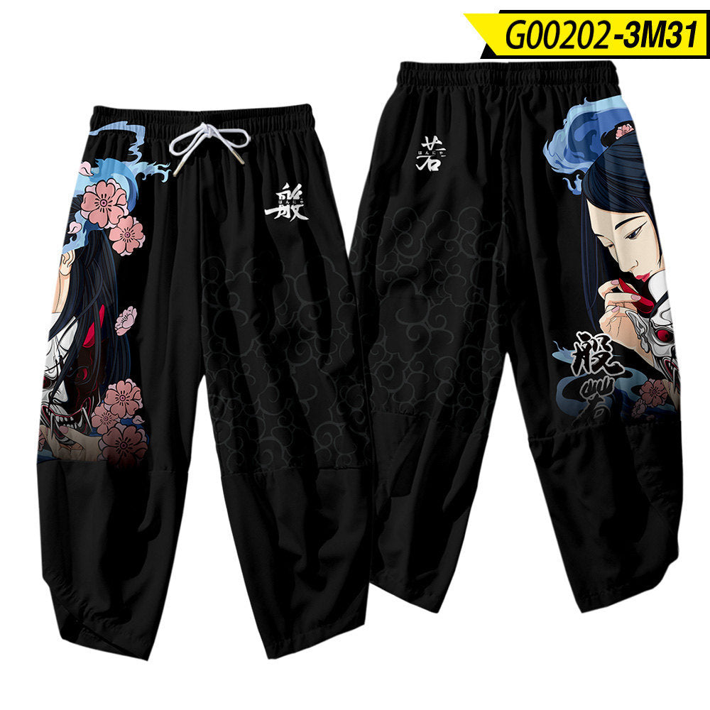 Men's Casual Pants Sun Moon 3D Creative Digital Printing Casual Cropped Pants