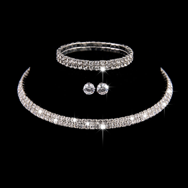 Set di gioielli da sposa Valstrend con tre pezzi, accessori da matrimonio europei e americani, ideale per nozze eleganti.