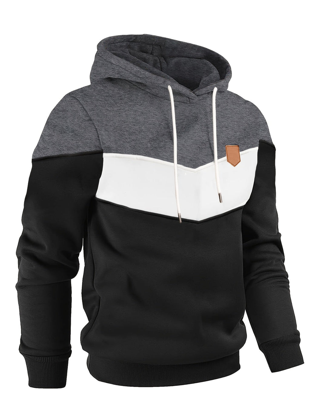 Felpa color block Valstrend da uomo con cappuccio, tasca kangaroo, stile casual e streetwear per inverno e autunno.