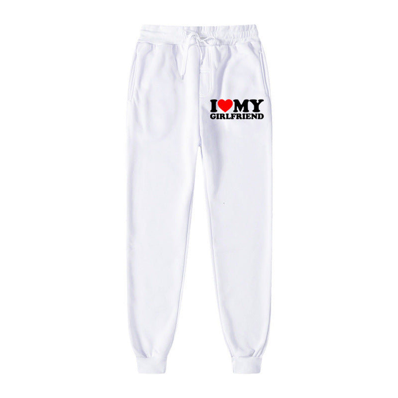 Pantaloni jogger casual Valstrend con stampa "I LOVE MY GIRLFRIEND", tessuto morbido e comodo, stile rilassato e moderno.