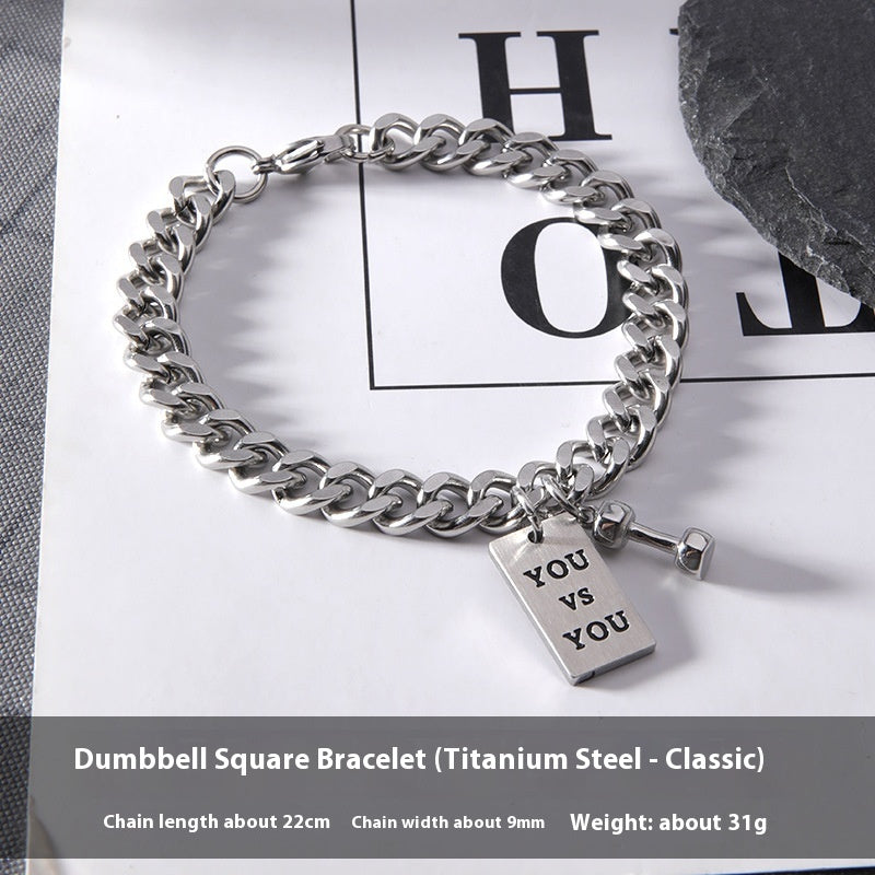 Bracciale in acciaio titanio Valstrend con design quadrato e interesse speciale, stile maschile, per uomo