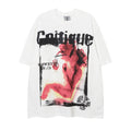 T-shirt sportiva con maniche corte, stampa astratta distressed, taglio largo, marca Valstrend.