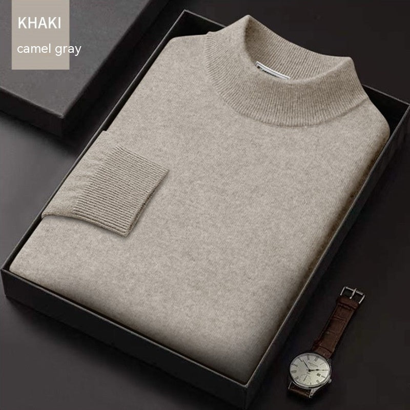 Maglione da uomo plus size Valstrend shop, maglia a collo rotondo in tessuto morbido, colore grigio chiaro, vista frontale