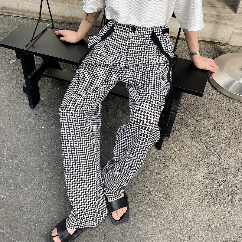 Pantaloni eleganti retrò da uomo Valstrend, pantaloni larghi a gamba ampia in tessuto elegante, stile vintage e sofisticato