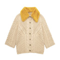 Giacchetto cardigan Valstrend con collo in pelliccia a otto fili, stile europeo e americano, tessuto lavorato a maglia, calda e elegante