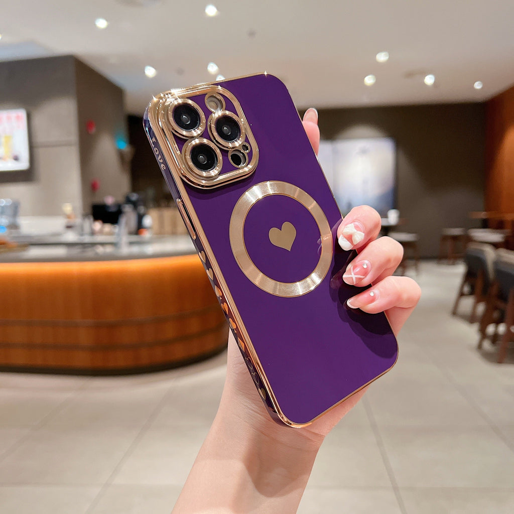 Custodia magnetica YUSHISTONE per iPhone, cover morbido con protezione per lente, compatibile con iPhone 15 Pro Max e altri modelli.