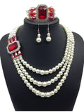 Set di gioielli europei con collana, orecchini e bracciale con pietre preziose, per sposa, in stile elegante e raffinato.