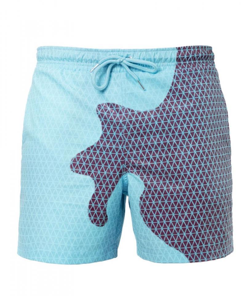 Pantaloncini da spiaggia per uomo Valstrend, costume da bagno magico che cambia colore, tessuto rapido asciugatura, pantaloncini estivi