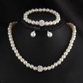 Set di gioielli da sposa Valstrend con collana, orecchini, bracciale e collana con perle e diamanti, elegante e coordinato.
