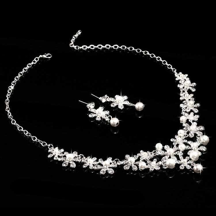 Coroncina da sposa con fiori di cristallo, orecchini con diamanti e tiara in stile europeo e americano, gioielli da matrimonio Valstrend