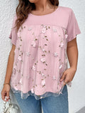 T-shirt donna Valstrend con dettagli in pizzo e cuciture eleganti, tessuto morbido e stile femminile.