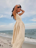 Pure Cotton V-neck Strap New Elegant Dress