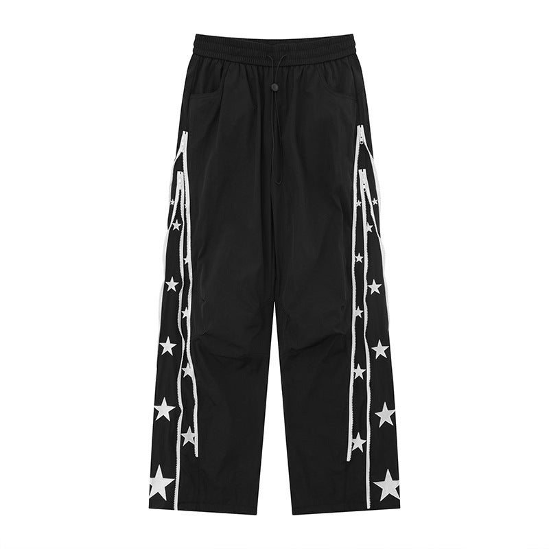 Pantaloni sportivi dritti Valstrend con design a stella laterale in stile college, tessuto comodo e moderno.