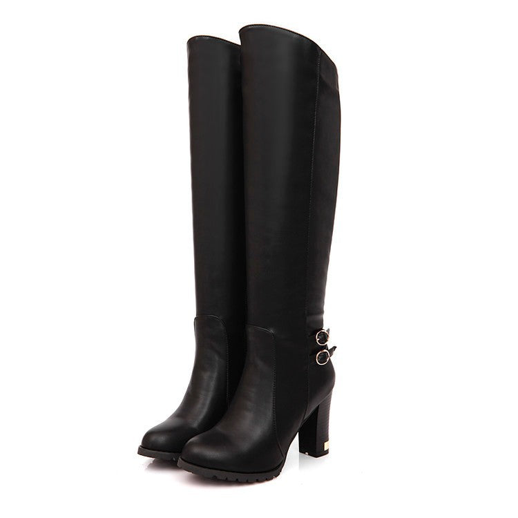 Stivali over-the-knee con tacco chunky e tacco alto per donna, stile moderno e versatile, marchio Valstrend.
