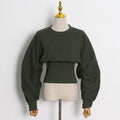 Maglione verde scuro a girocollo Valstrend, maglia corta con motivo a fascia per uomo, stile casual e confortevole