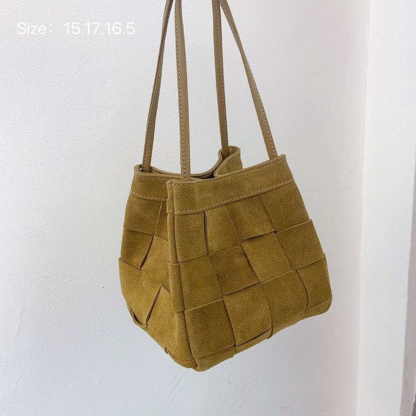 Borsa a spalla vintage in pelle di mucca autunno inverno, portatile, stile retrò, con intreccio e dettagli eleganti, di Valstrend.
