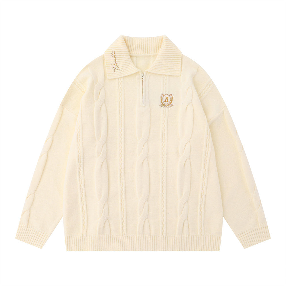 Maglione da uomo Valstrend con collo a punta e ricami semplici, morbido e comodo, in tessuto di alta qualità.