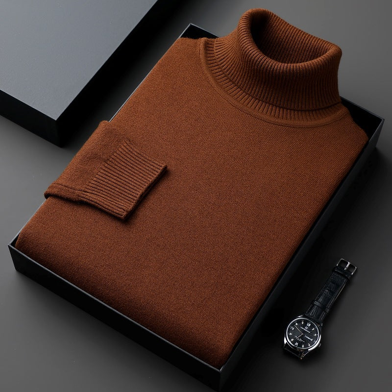 Maglione casual a collo alto da uomo Valstrend, in tinta unita e spesso, vestibilità rilassata e comoda.