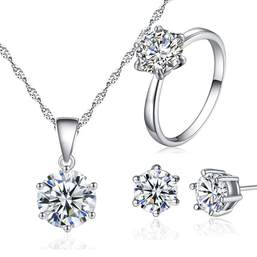 Set di gioielli da sposa in stile coreano con collana e orecchini, elegante gioielleria nuziale Valstrend.