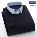 Camicia da uomo a maniche lunghe Valstrend fake due pezzi, stile elegante con dettagli realistici.