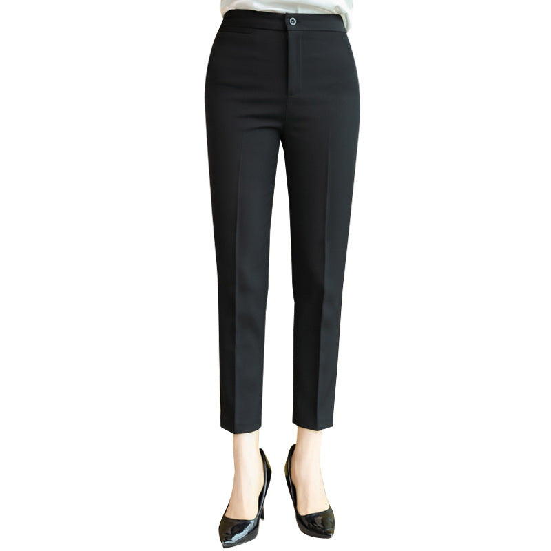 Pantaloni donna Valstrend, pantaloni eleganti a vita media neri, a gamba cropped, perfetti per lavoro e occasioni formali.