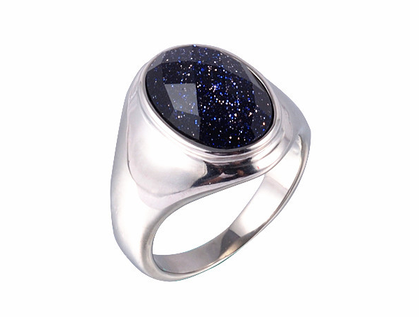 Anello da uomo in acciaio titanio viola con pietra di sabbia, stile elegante e robusto, ideale per look moderni e sofisticati.