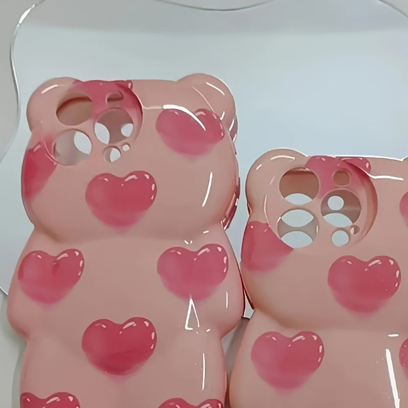 Custodia per iPhone 15 Pro Max/14 con cuore graffiti rosa, morbida e protettiva, compatibile anche con iPhone 11/12/13 Pro, design cartoon