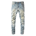 Jeans slim stretch Torn Graffiti Old Wash per uomo, stile destrutturato e lavaggio vintage, marca Valstrend shop.