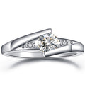 Anello da sposa europeo e americano, argento con placcatura in zirconia bianca, design elegante e alla moda, gioiello da matrimonio.