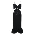 Camisole e top nero sexy senza schiena con grande fiocco, set due pezzi Valstrend, abbigliamento moda femminile elegante.