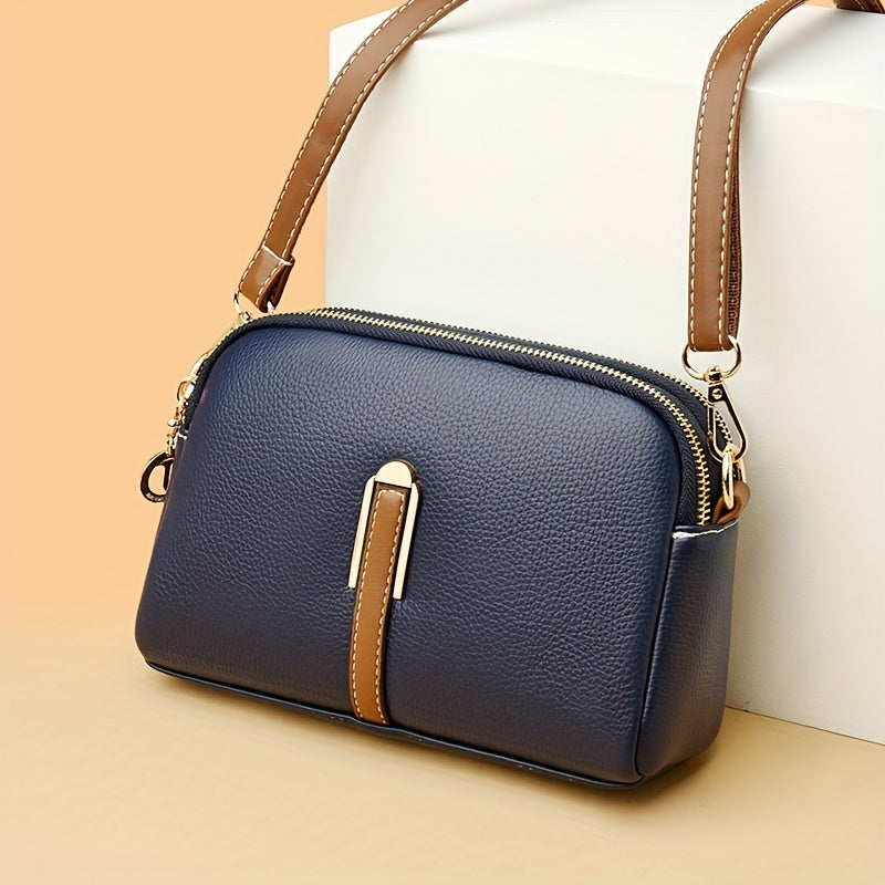 Borsa a tracolla vintage in pelle PU con motivo litchi embossé, donna, stile retrò, perfetta per ogni outfit, Valstrend.