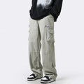 Light Green Multi-pocket Cargo Straight Loose Casual Niche Zipper Mop Pants